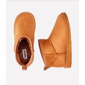 FabKids Brown Faux Suede Pull-On Booties - Toddler Size 6